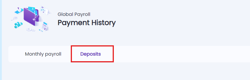 Deposits tab shown under Payment History