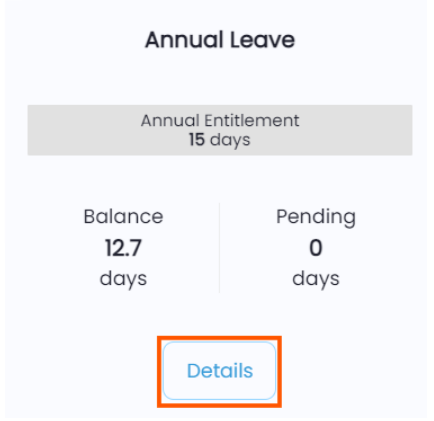 Details button at the bottom of the annual leave block