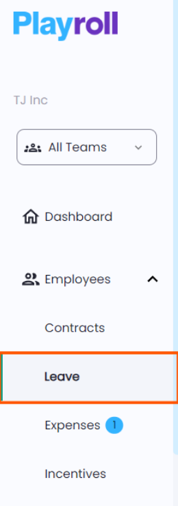 Leave tab selected from the Employee submenu