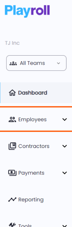 Employees tab highlighted on Playroll navigation