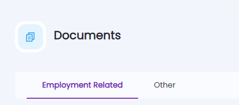 Employment related tab displaying official employment documents