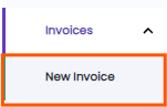 New Invoice option displayed under invoice section