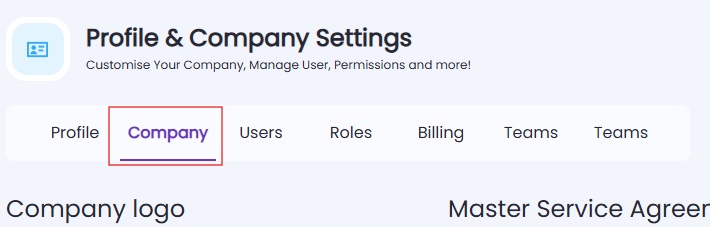 Header under the Profile & Company Settings tab on the Playroll Platform