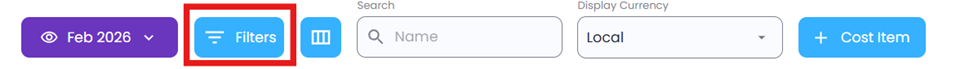 Filters toggle highlighted in the Payroll Manager interface