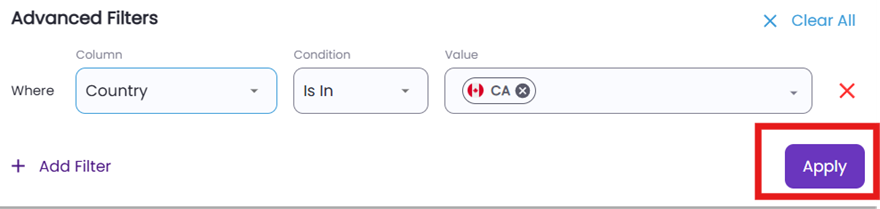 Apply button used to confirm and apply selected payroll filters