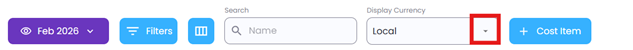 Display Currency selector in the Payroll Manager toolbar