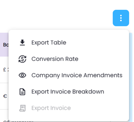 Report selection menu showing available payroll export options
